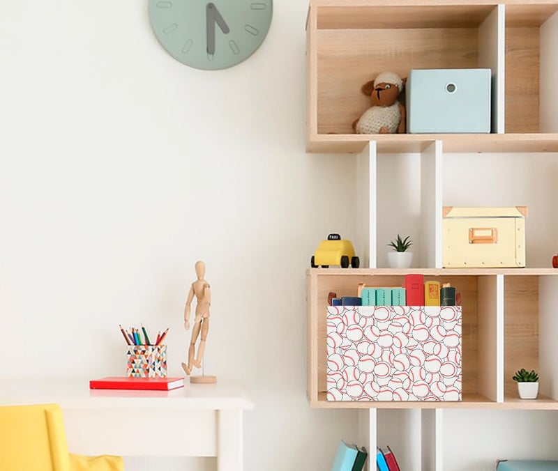 CLOCOR Rectangular Storage Basket Empty,Gift Basket,Waterproof Storage Bin with Handles,Room Decor(Stacked Baseball) - Image 5